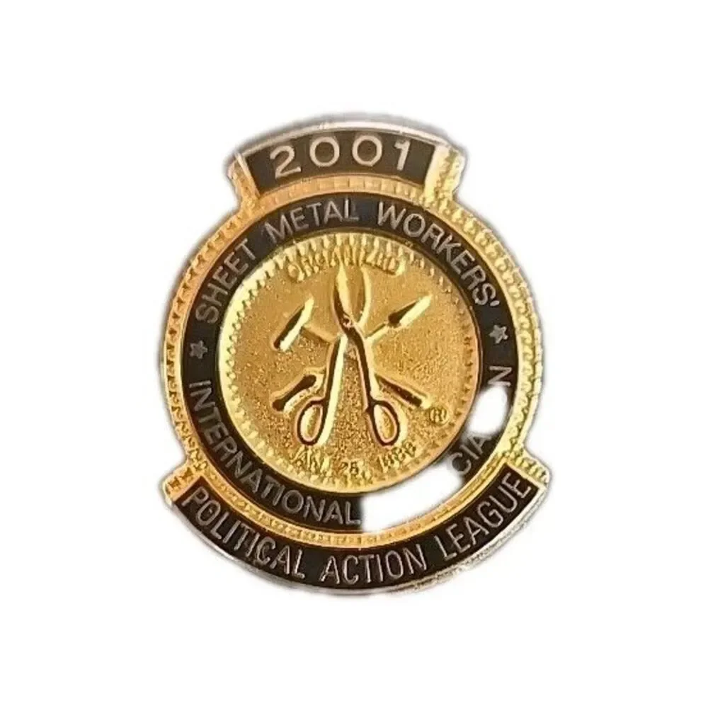 Sheet Metal Workers International 2001 Gold Tone Small Pin 1 Inch